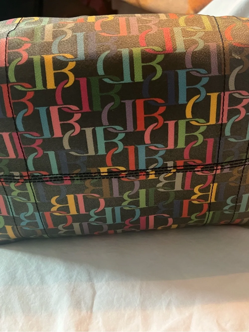 Dooney & Bourke Multicolor Logo Satchel with Black Trim